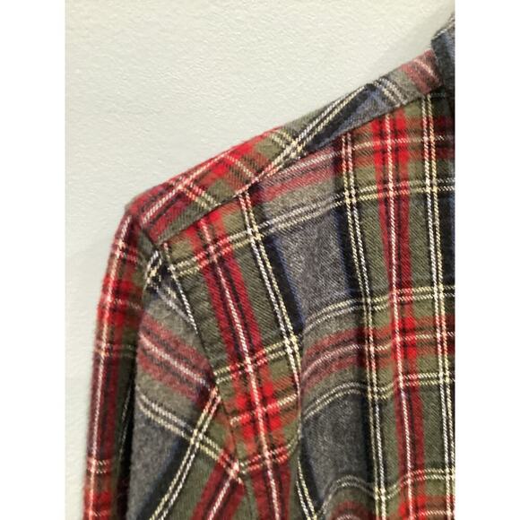 L.L.Bean Womens Flannel Shirt Medium Regular Fit Grey Plaid Gorpcore Fall Casual - Picture 5 of 9